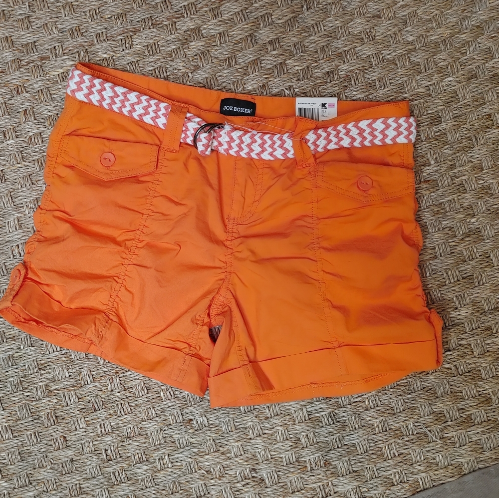 JOE BOXER RUCHED BELTED SHORT, ORANGE 11